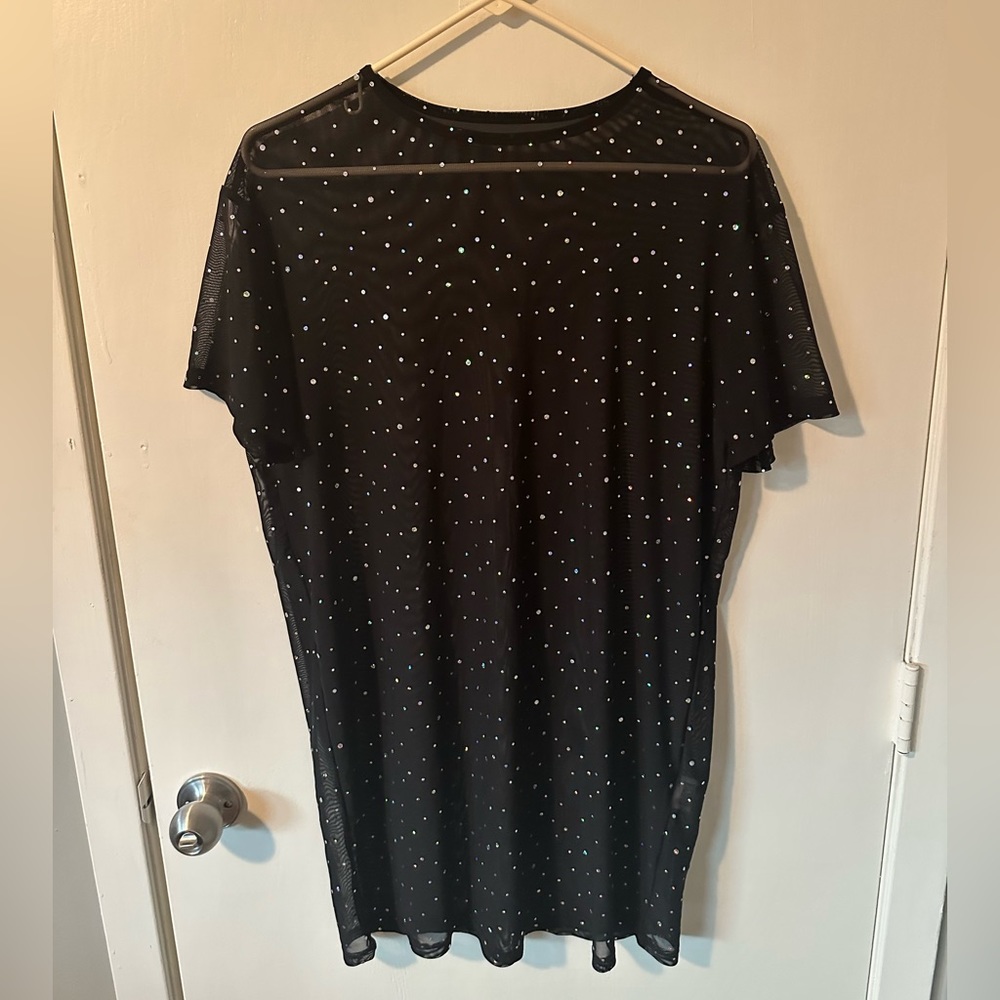 SHEIN Sheer Sequin Cover Up Dress